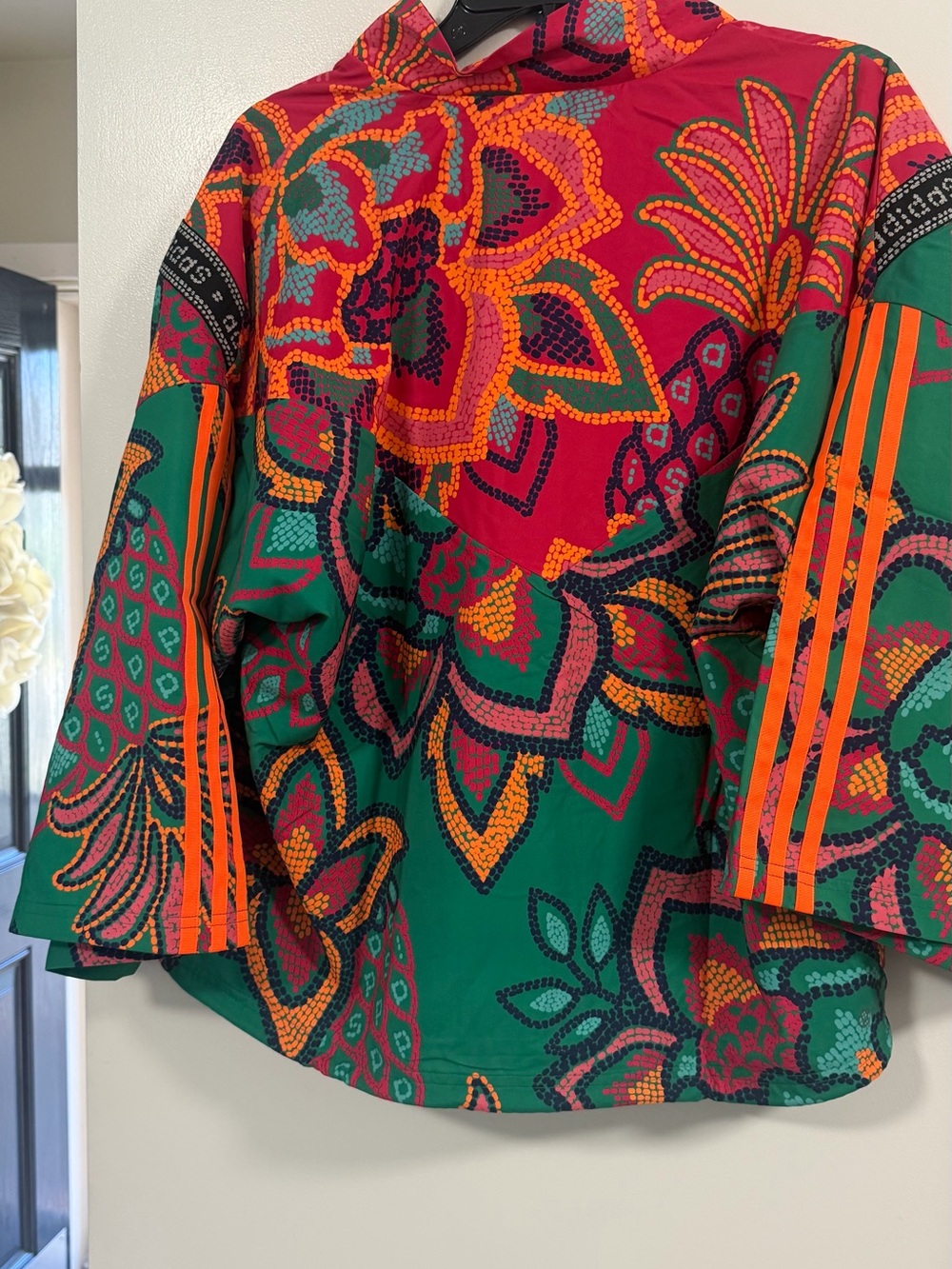 Adidas/Farm Rio collaboration Women's Green, Pink & Orange Floral Bomber Jacket - Picture 6 of 9